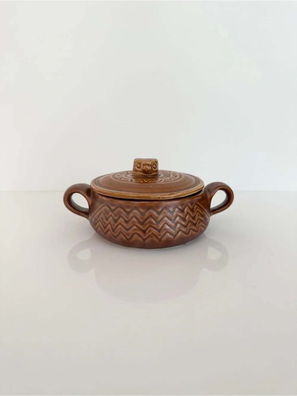 Vintage Hall China 1793 Eagle Nest Brown Covered Casserole Soup Bowl With Lid
